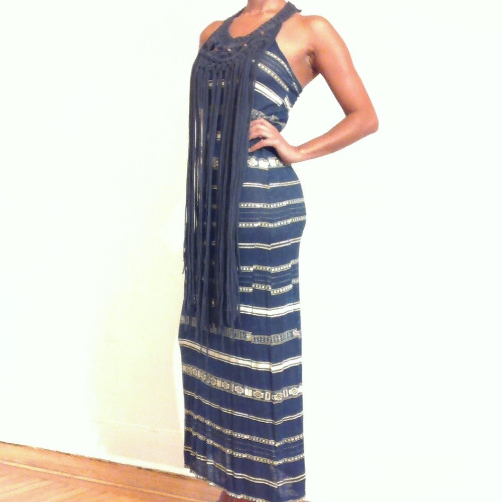 Ralph Lauren Fringe Racerback Maxi Dress